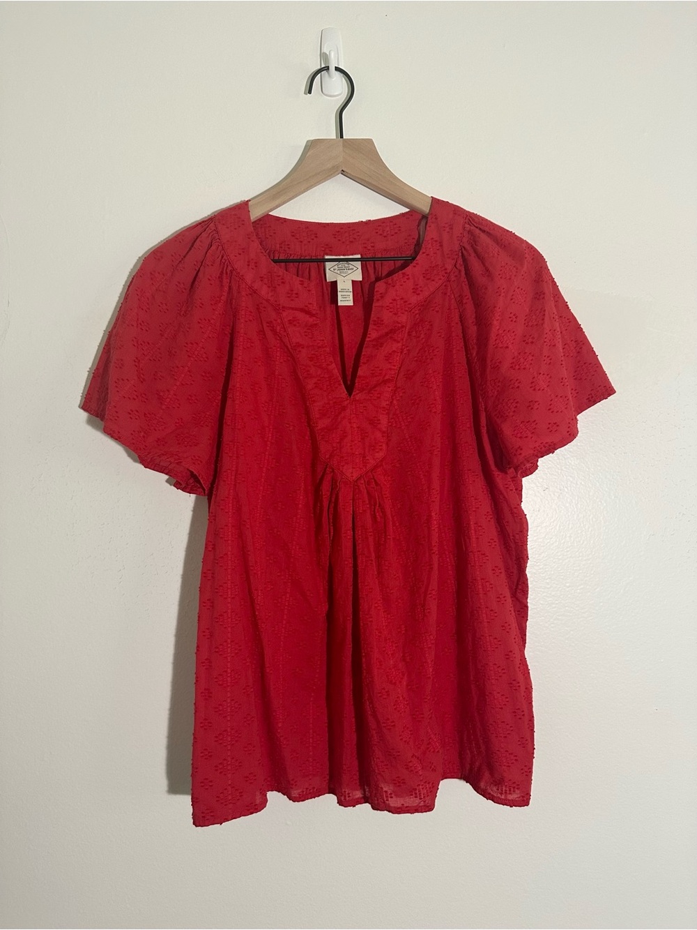St. John’s Bay - Women’s Red Eyelet Peasant Top
